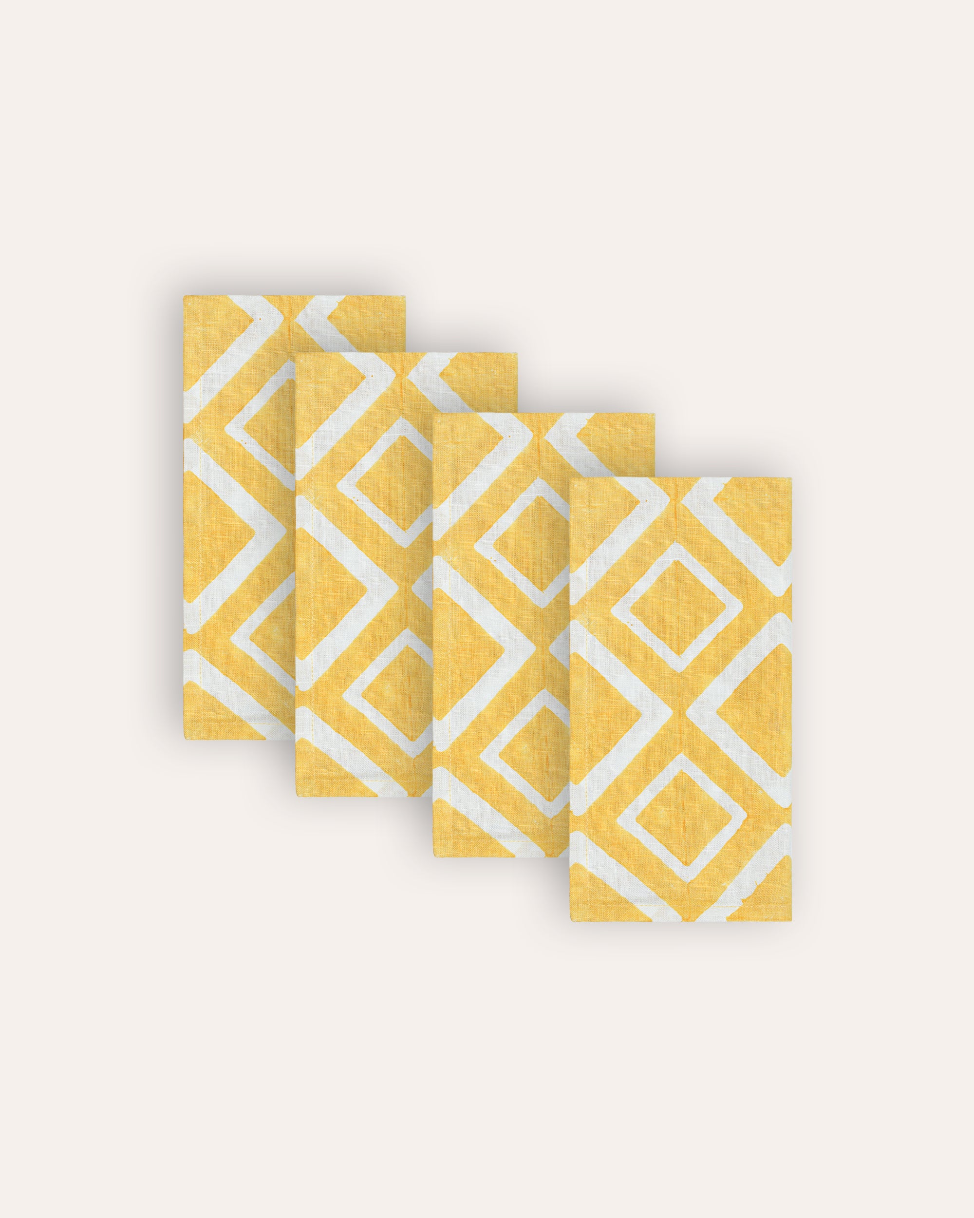 Aakaar Rhombus Linen Napkins - Yellow