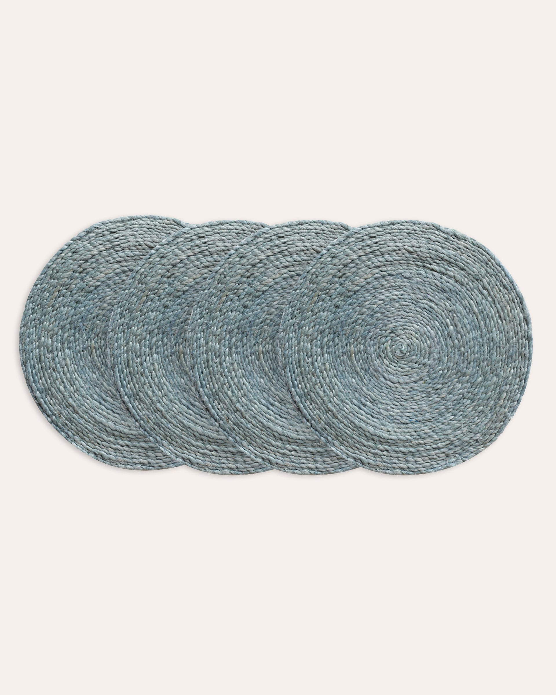 Round Jute Placemat, Set Of Four Light Blue Birdie Fortescue