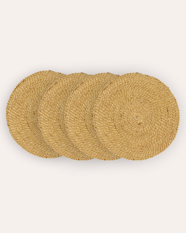 Round Jute Placemats, Set Of Four Natural Birdie Fortescue