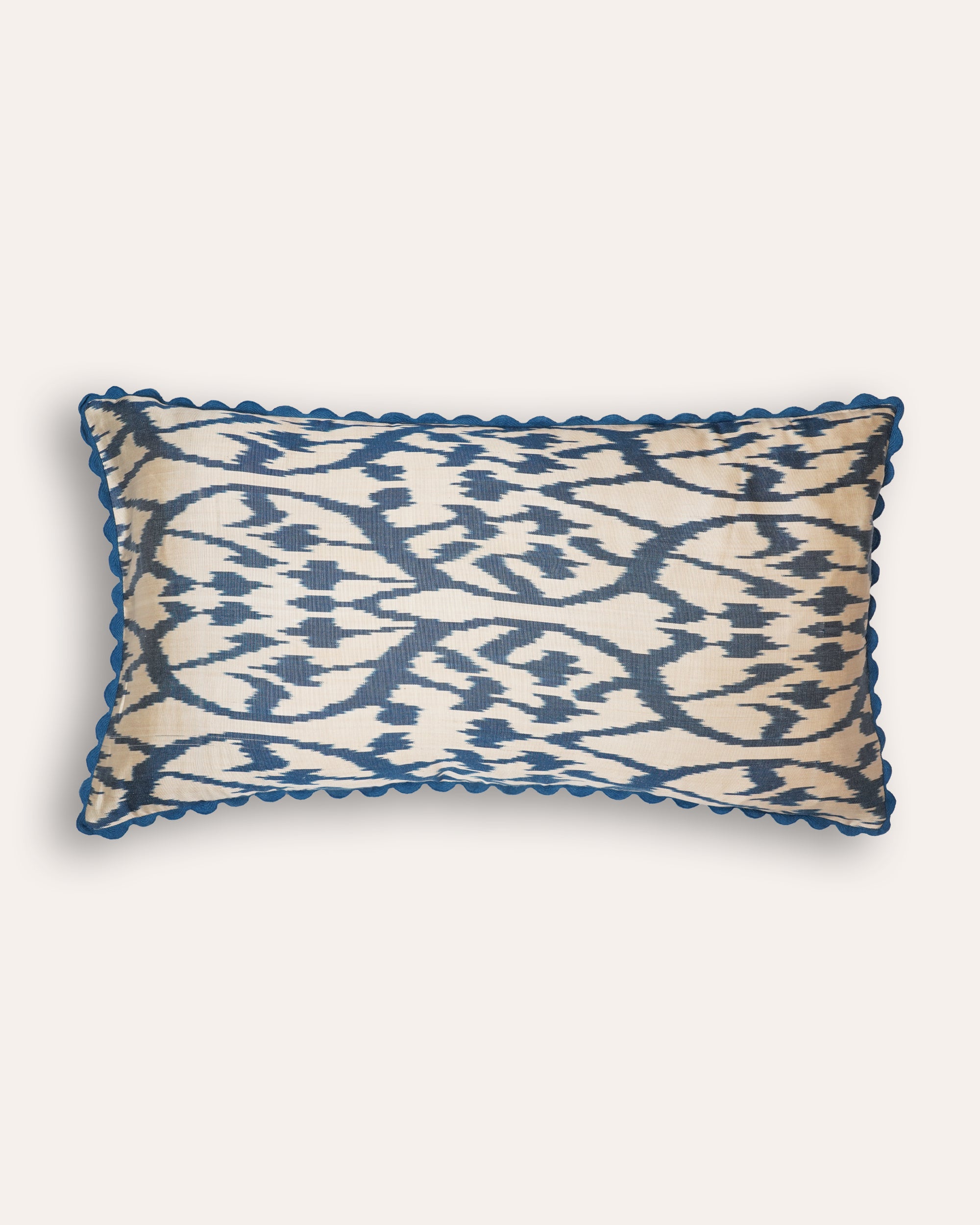 Silk Ikat Patterned Cushion - Blue