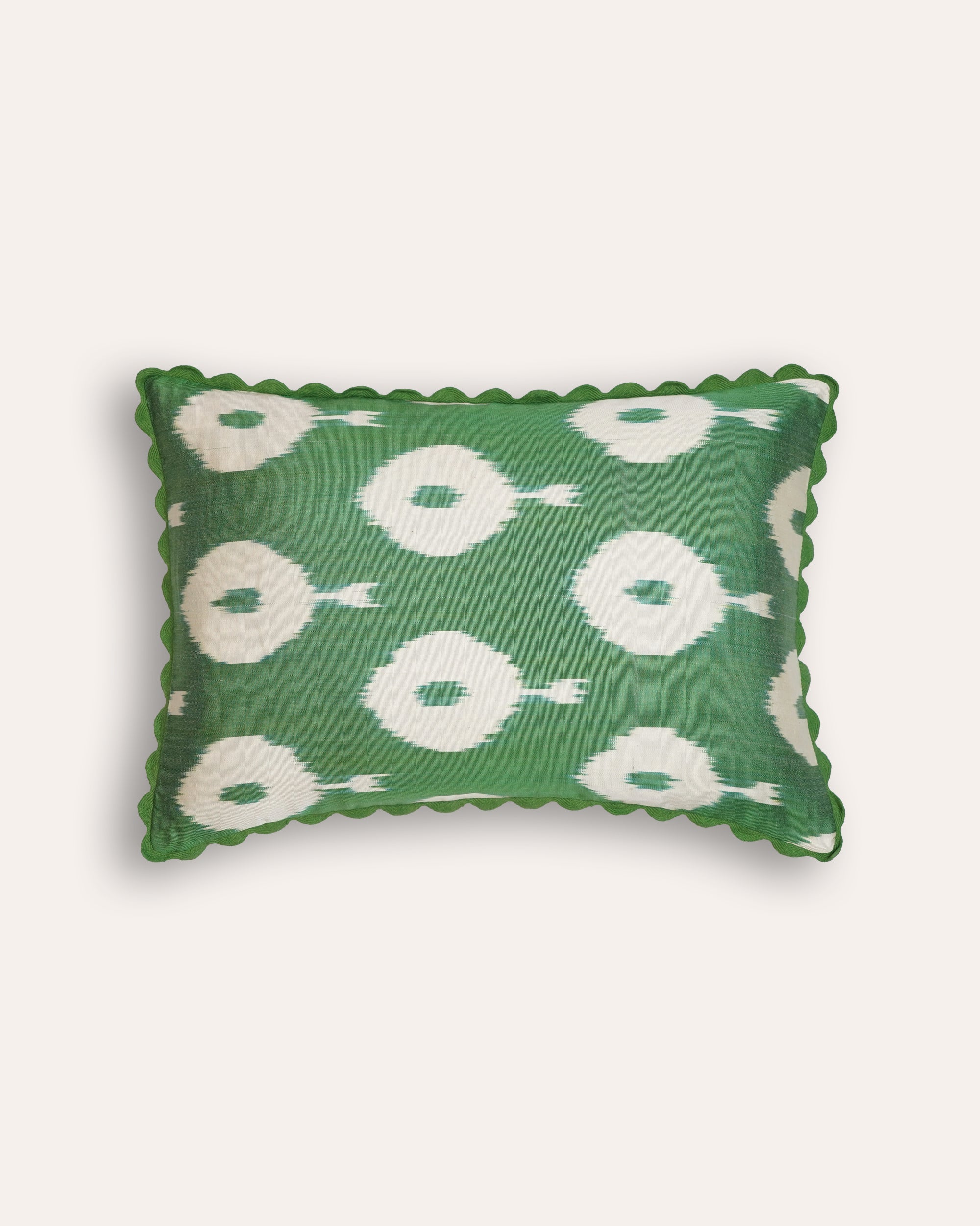 Silk Ikat Patterned Cushion - Green