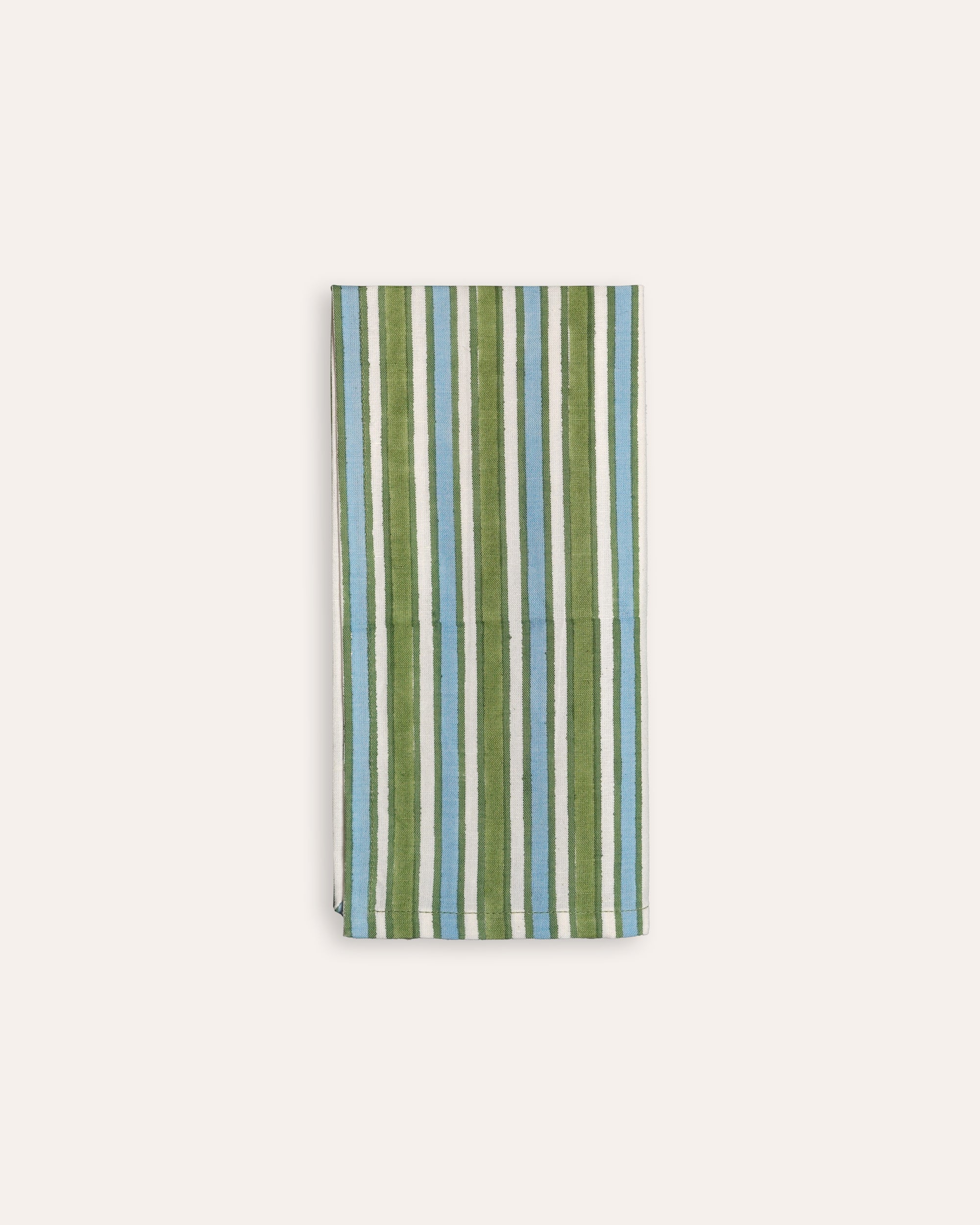Single garden striped blue and green napkin