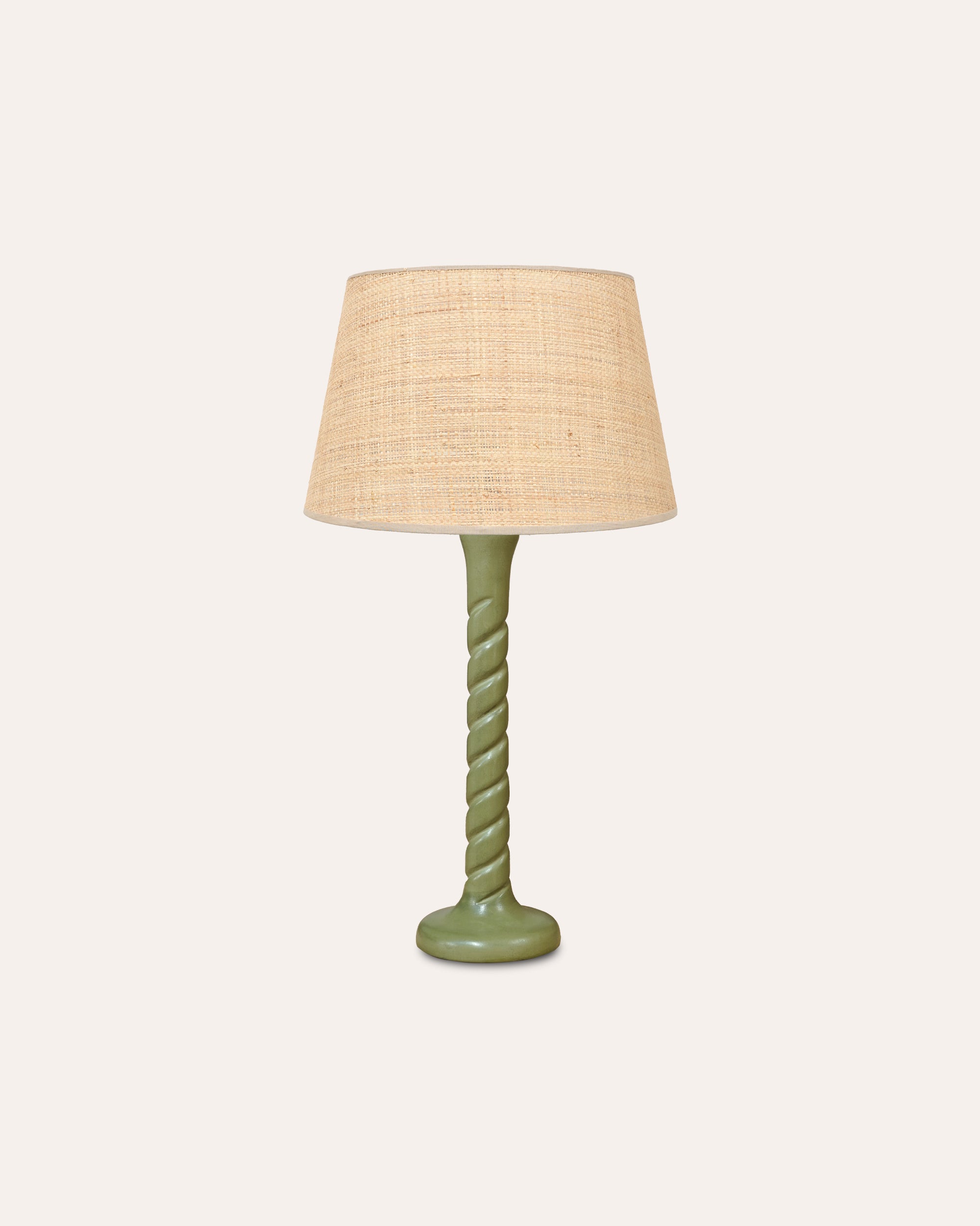 Small Twisted Wooden Table Lamp - Light Green