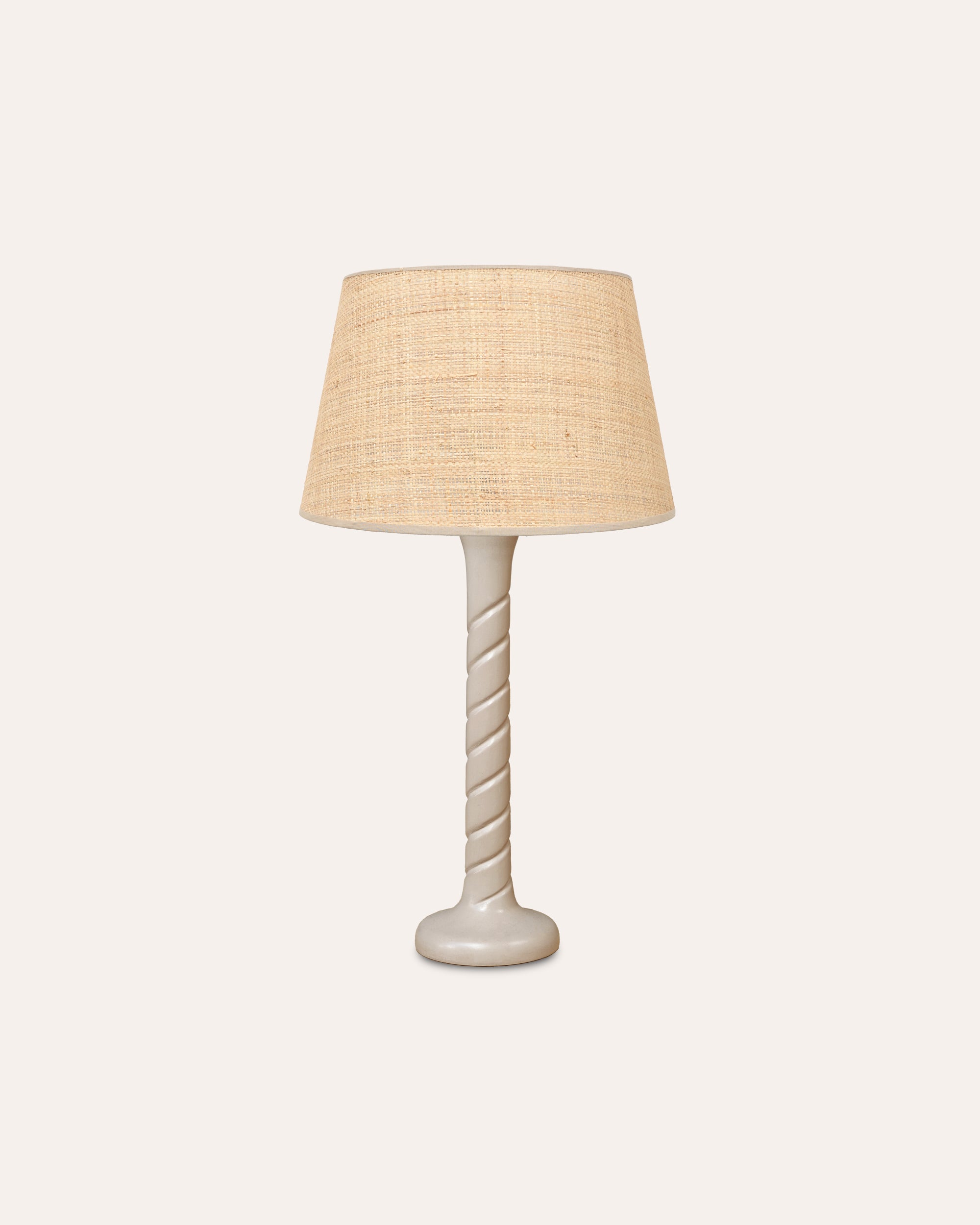 Small Twisted Wooden Table Lamp - Taupe