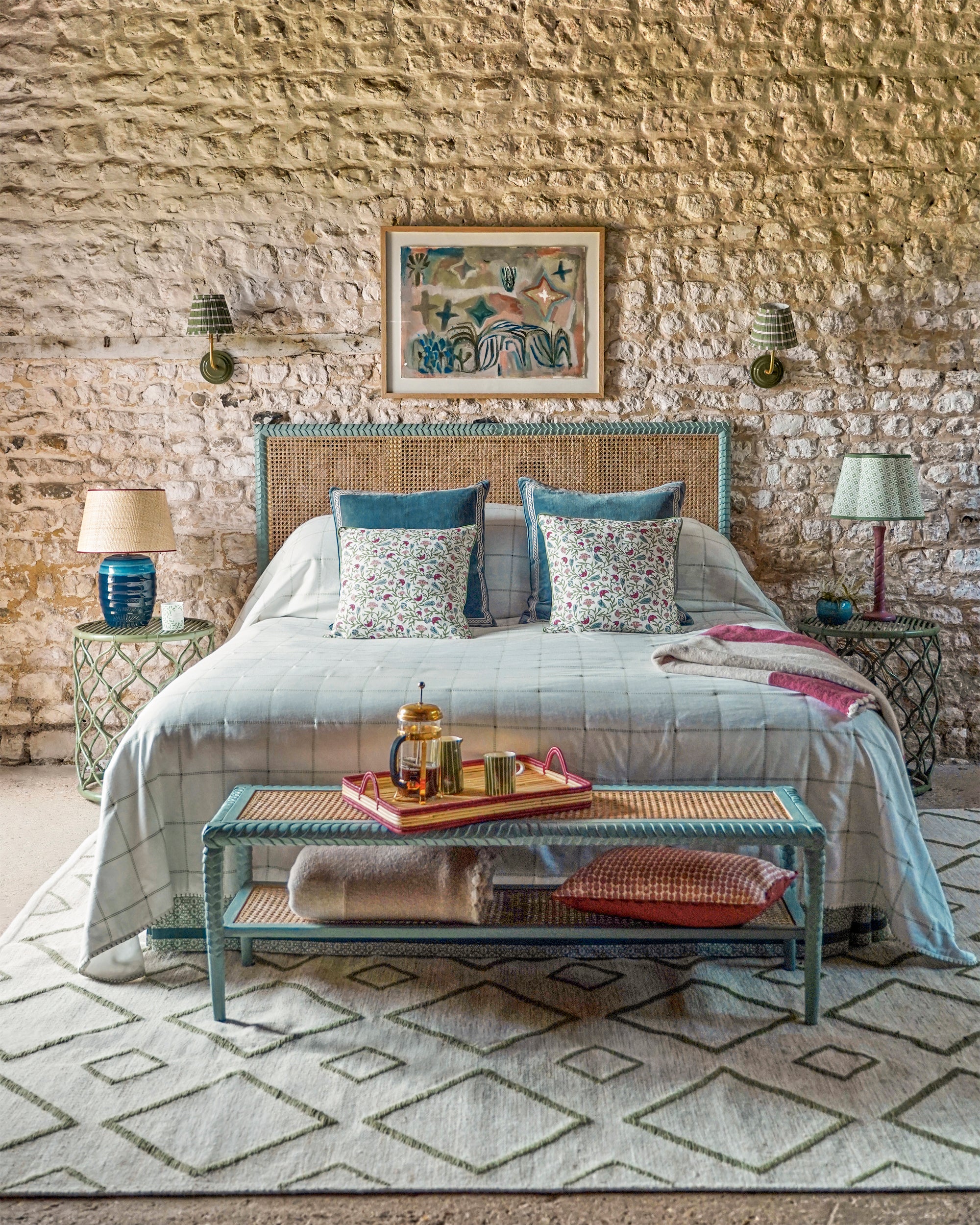 Quilted Squares Bedspread - Green