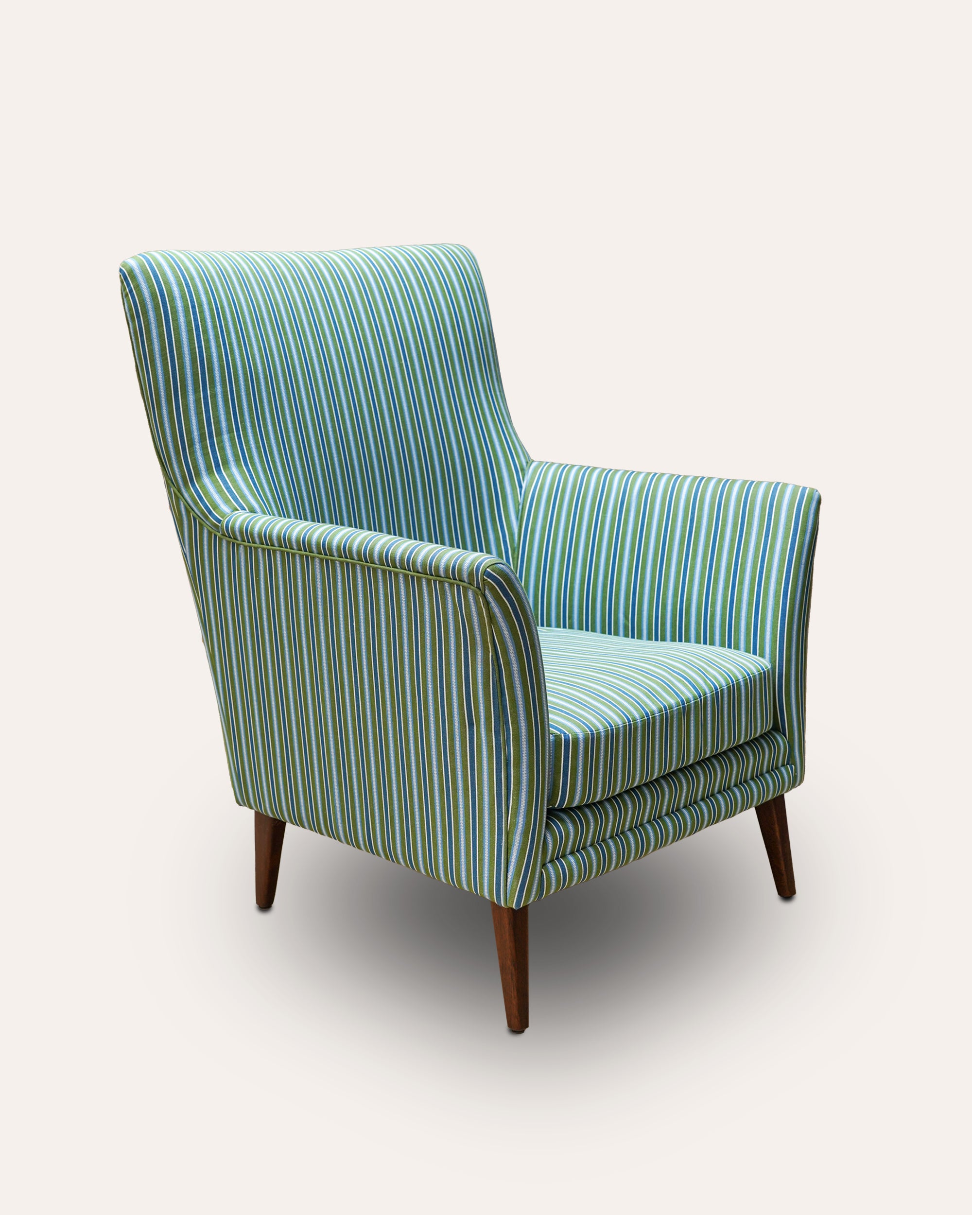 Striped armchair on a white background