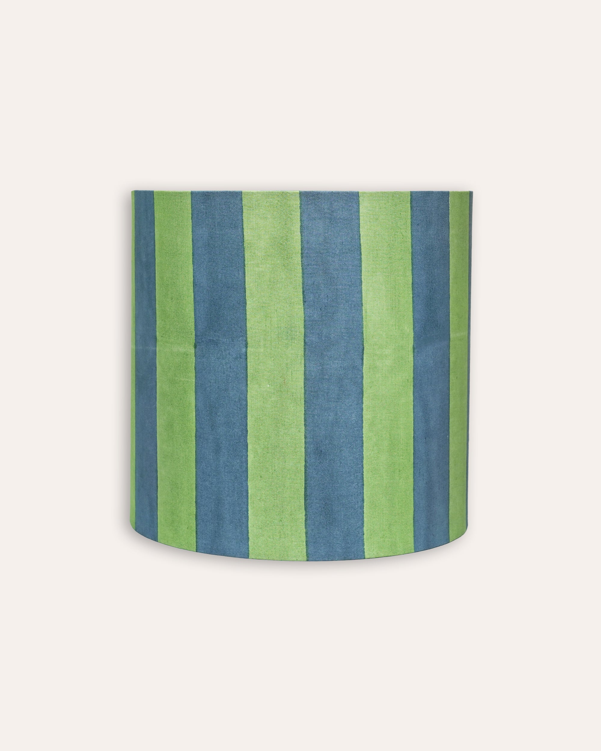 Blue and green striped drum lampshade - Birdie Fortescue lighting