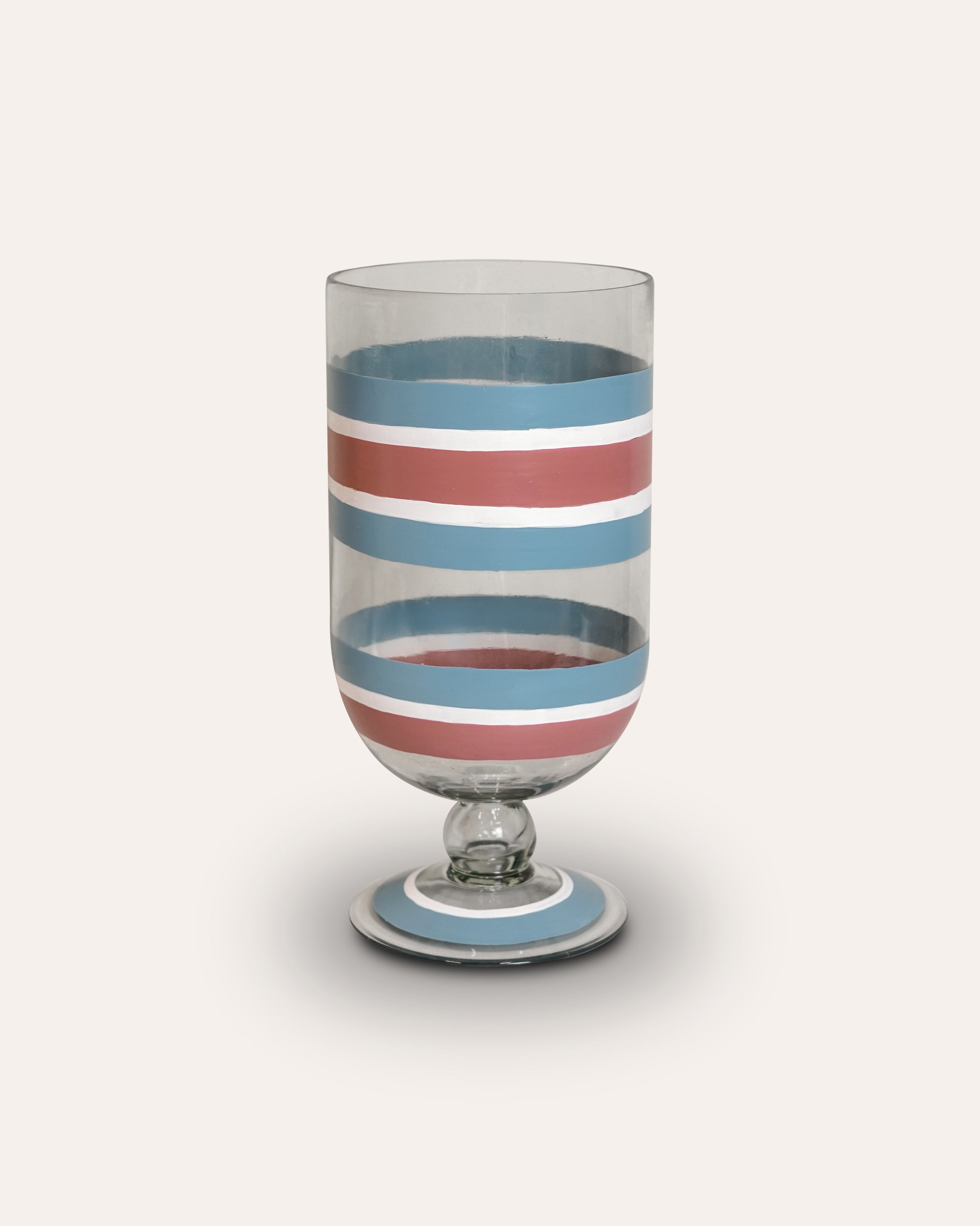 Blue and red striped glass hurricane - Birdie Fortescue decorative accessories