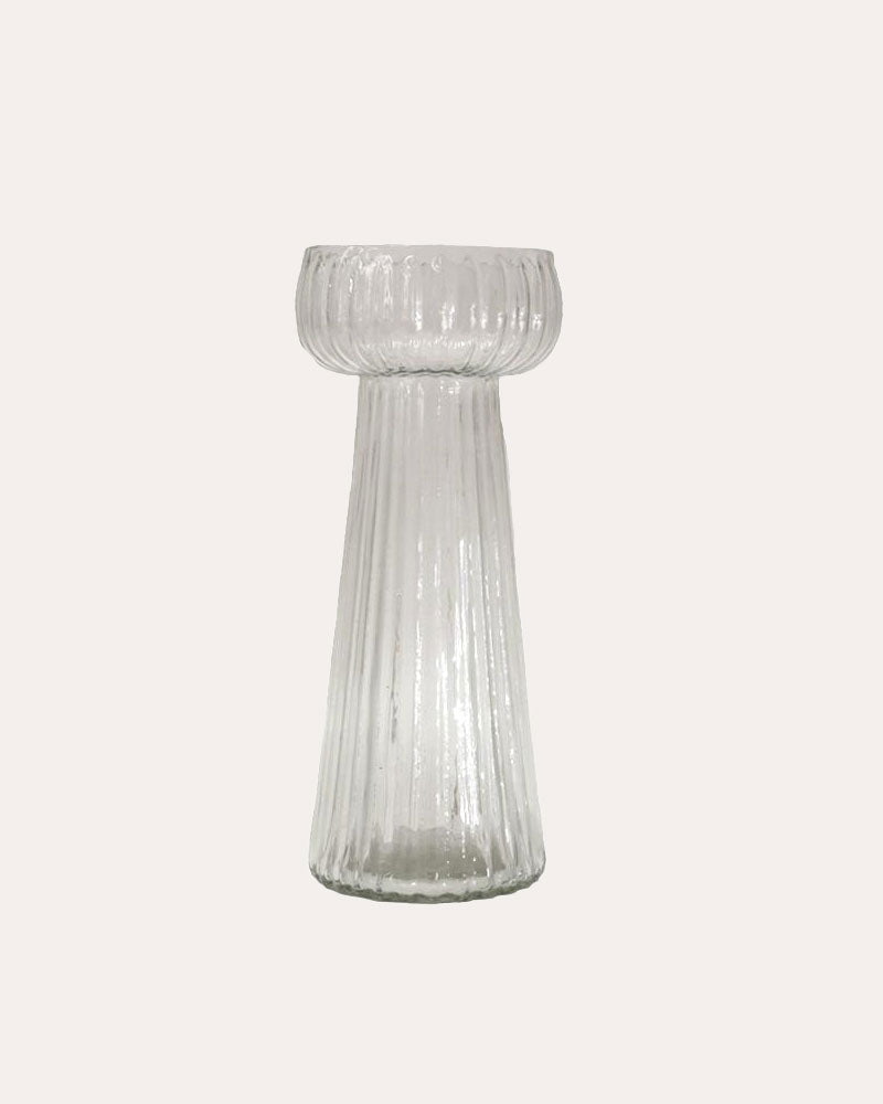 Ribbed Kaanch Flower Vase - Clear