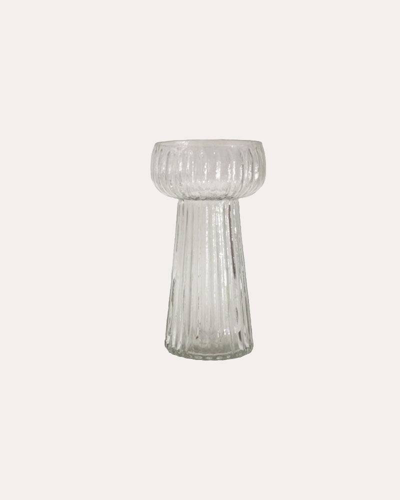 Ribbed Kaanch Flower Vase - Clear