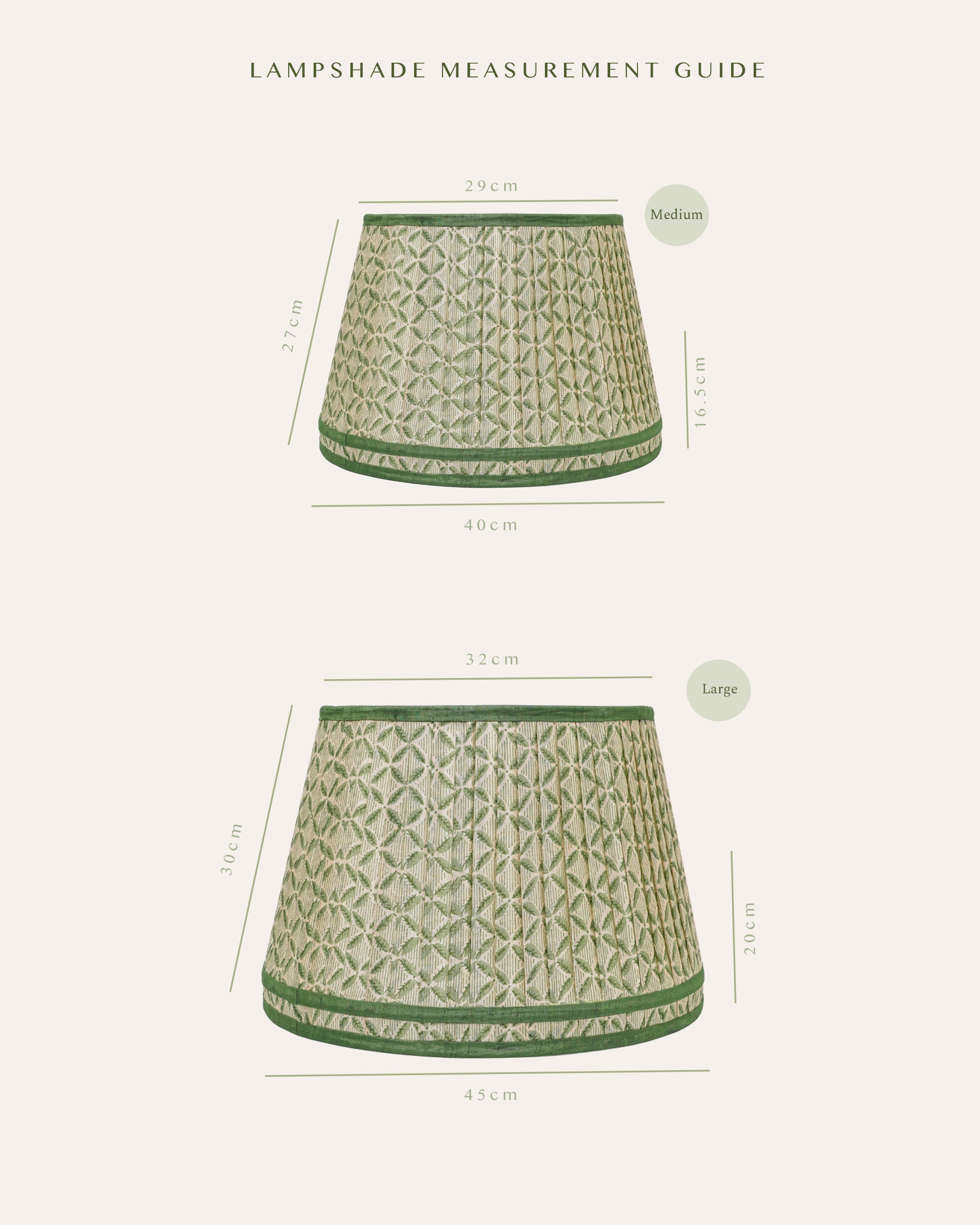 Trellis Pleated Silk Double Band Lampshade - Green