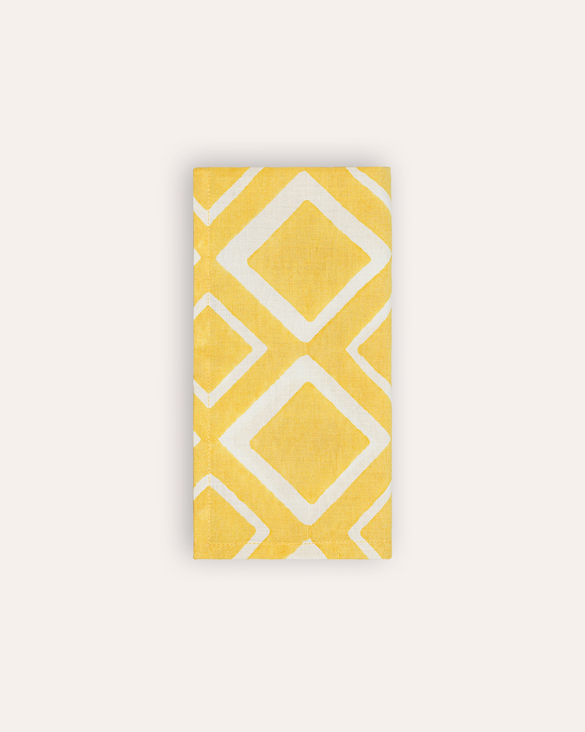 Set of 4 Aakaar Rhombus Cotton / Linen Napkins - Yellow