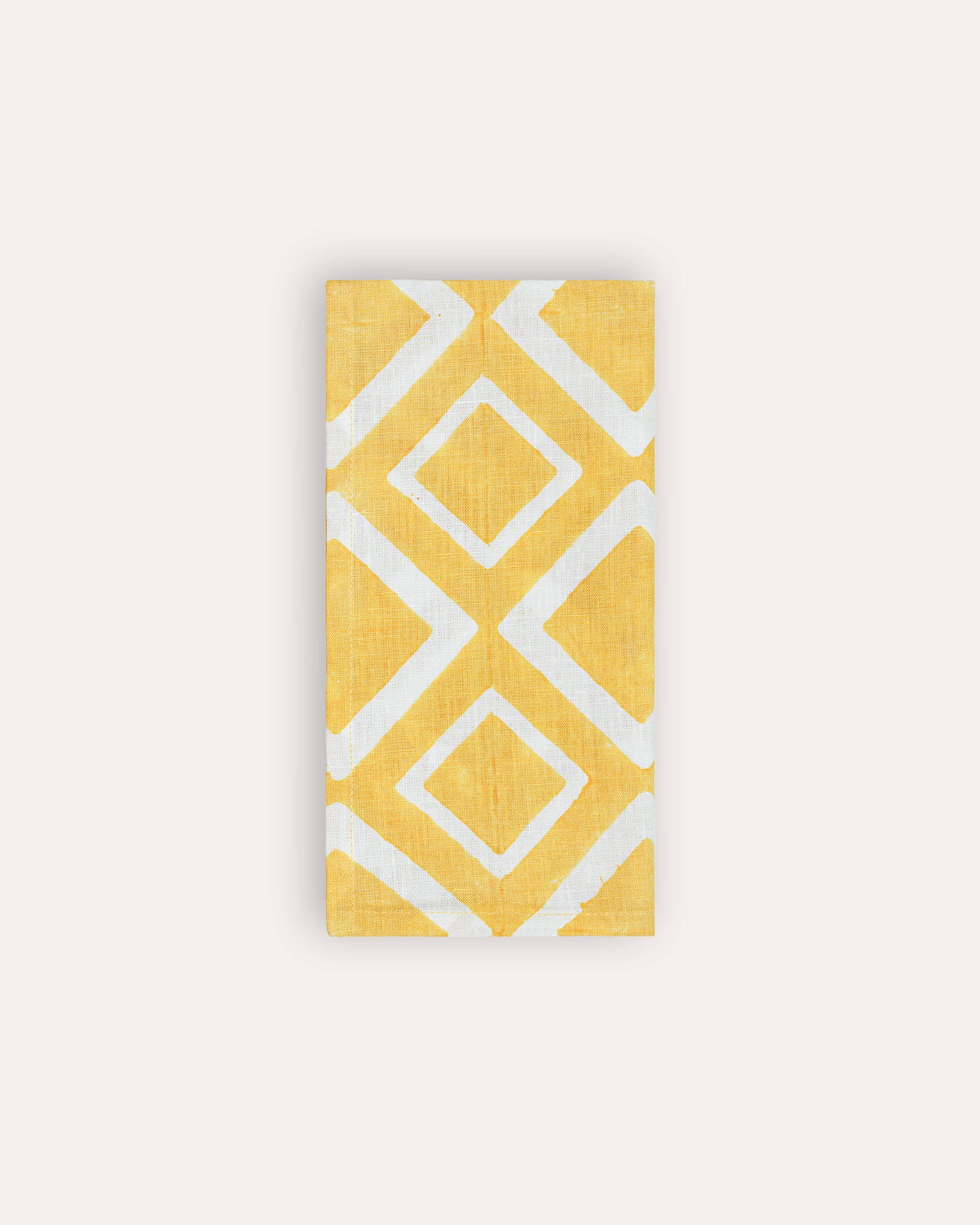 Aakaar Rhombus Linen Napkins - Yellow