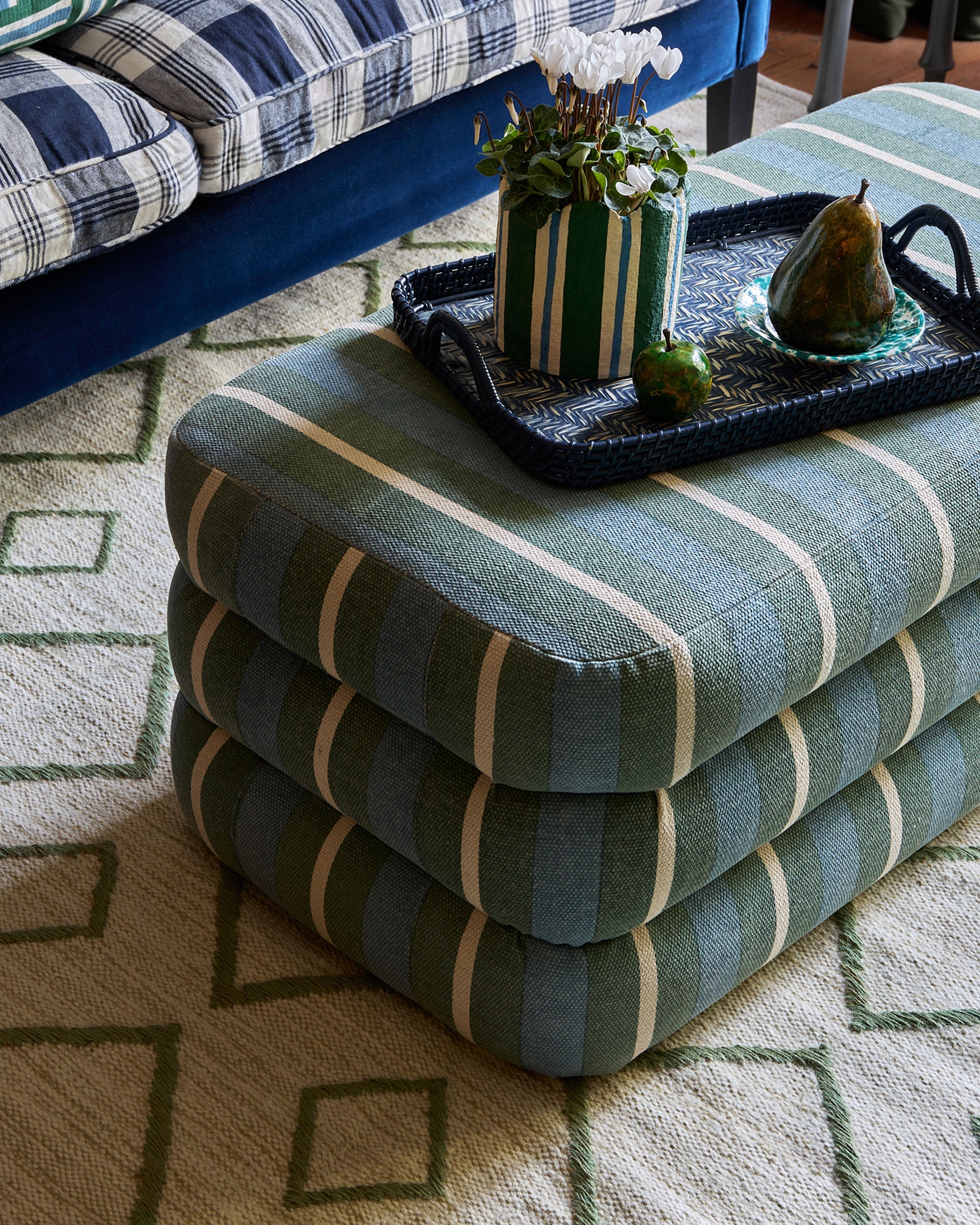 The Stripey Ottoman - The Blue and Green