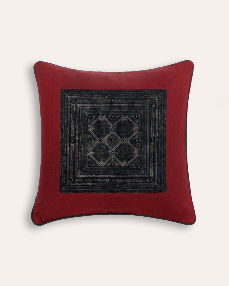 Limited Edition Asian Batik Panel Cushion With Embroidery - VIII/IX