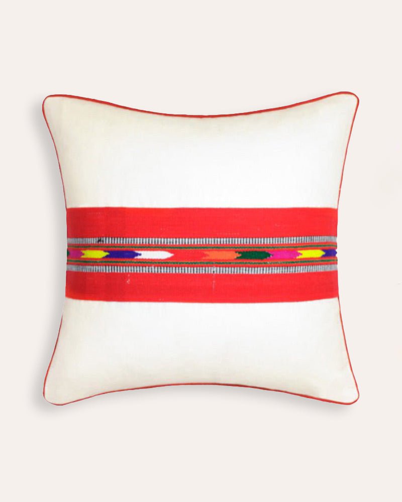 Limited Edition Wool Panelled Cushion - Bordered Multi Stripes