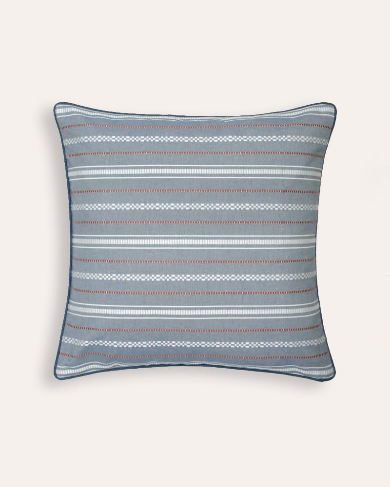 Square Woven Stripe Cushion - Blue