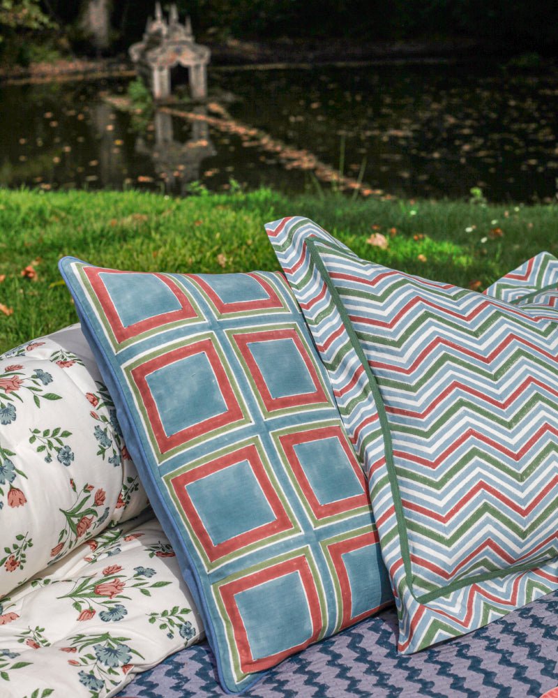 Santa Croce Outdoor Cushion - Blue Multi