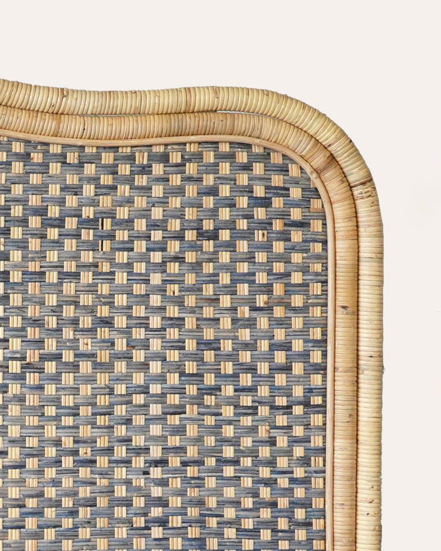 Super King Rattan Headboard Blue Birdie Fortescue