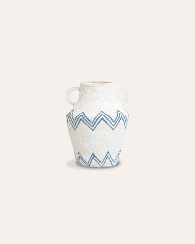 Pentola Cotton Maché Vase - Small Blue