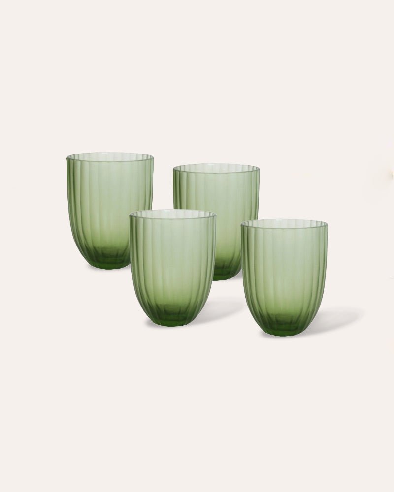 Pencil Cut Glass Tumblers - Green